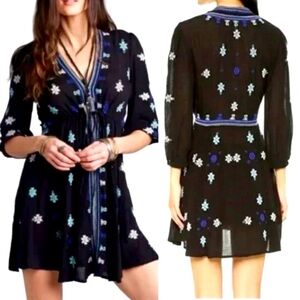 Free People Star Gazer Embroidered Dress XS
